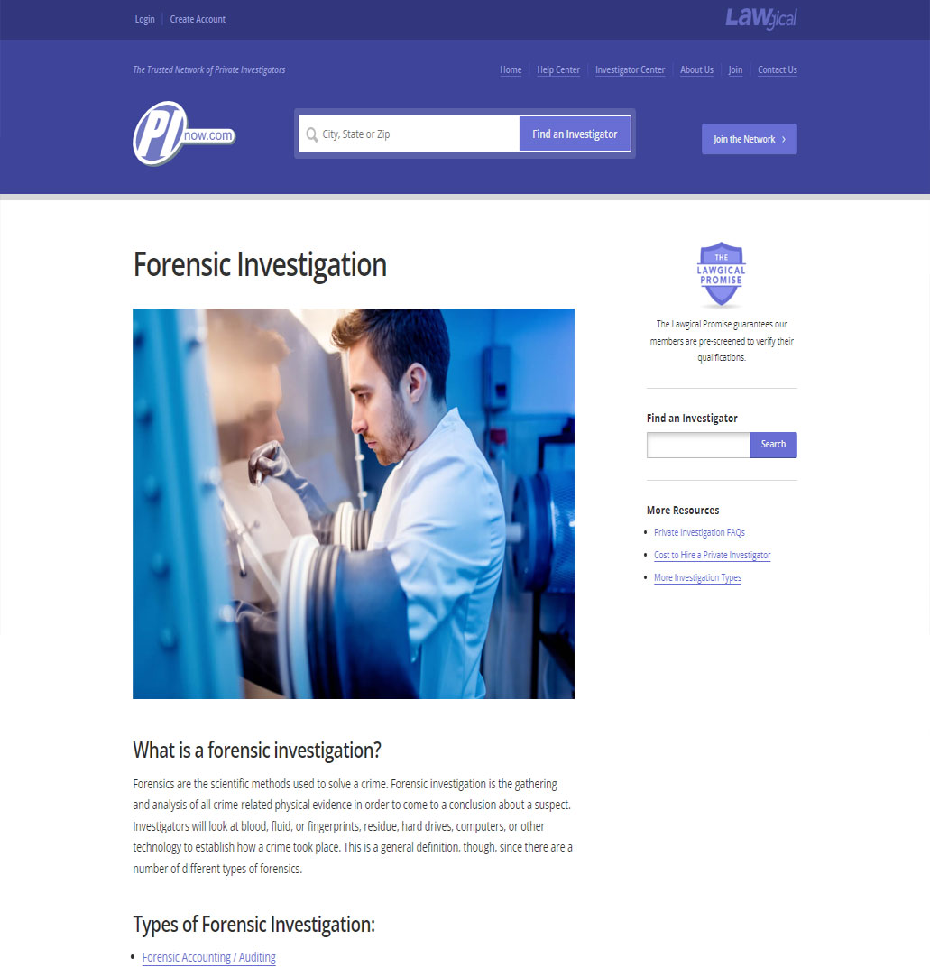 Forensic Investigation Website Design