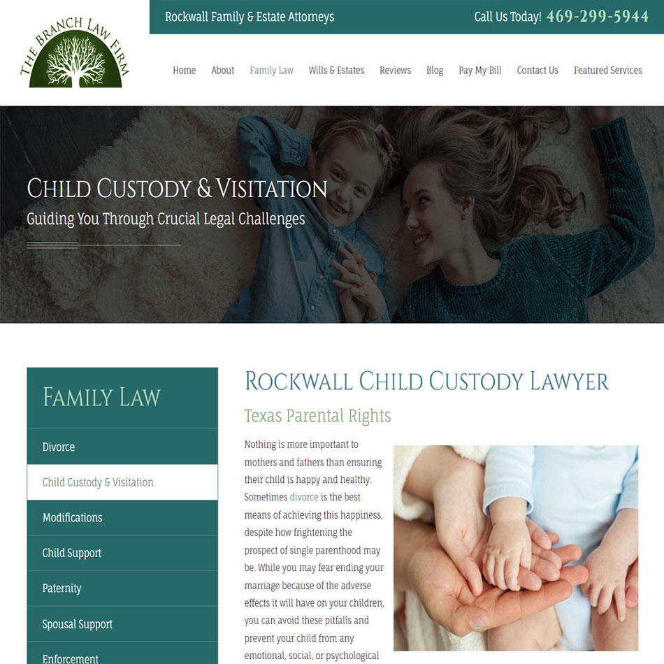 Child Custody Lawyer Website Features