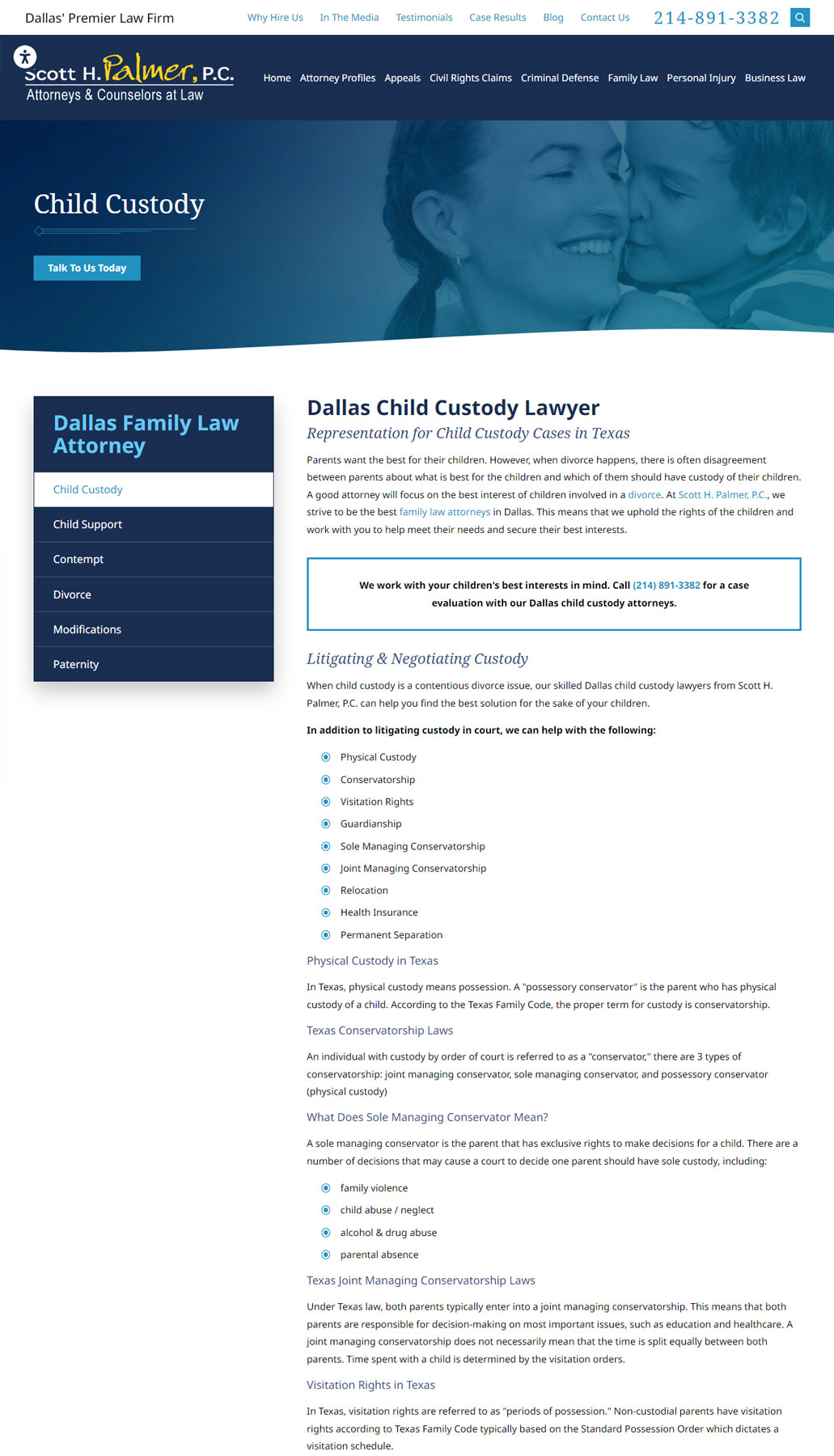 Child Custody Lawyers' Website Design