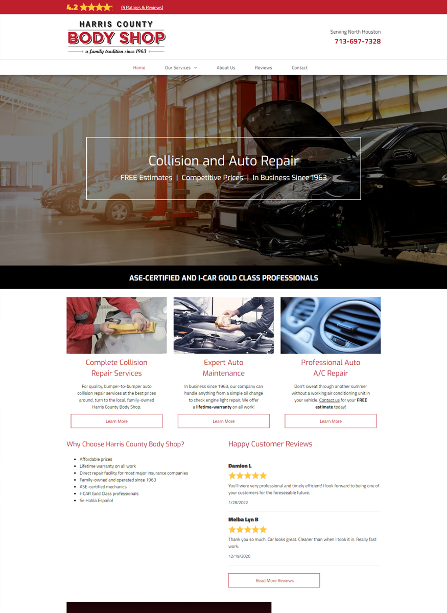 Auto Body Shops Website Design