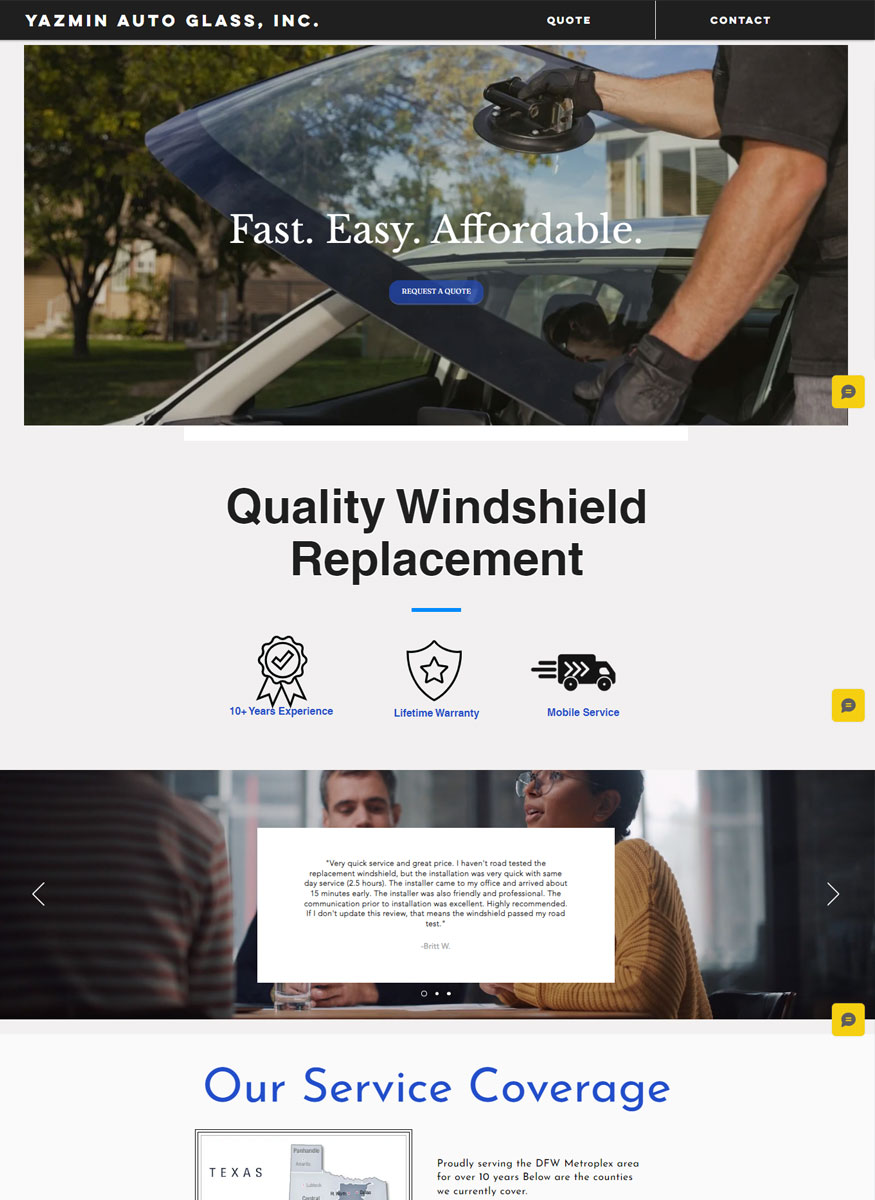 Auto Glass Repair Website Design