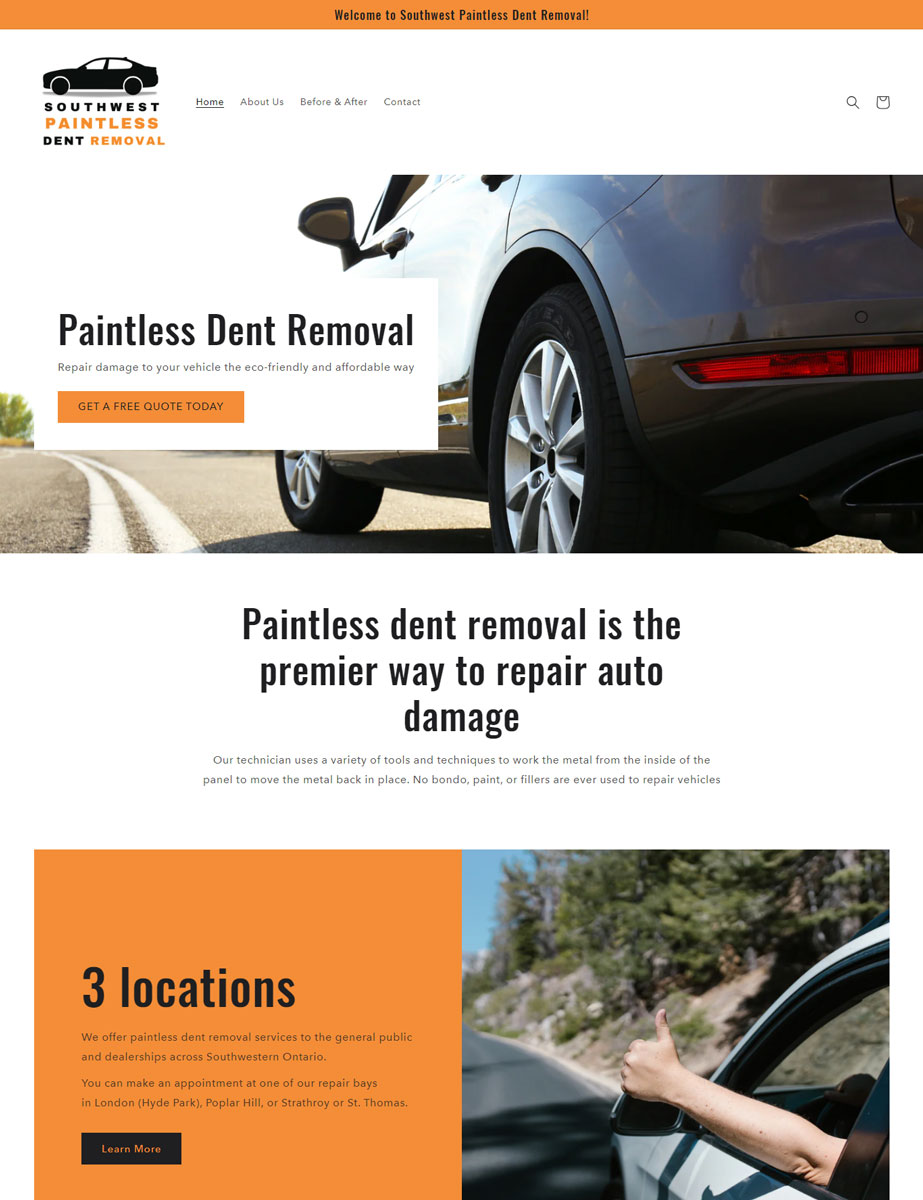 Paintless Dent Repair Website Design