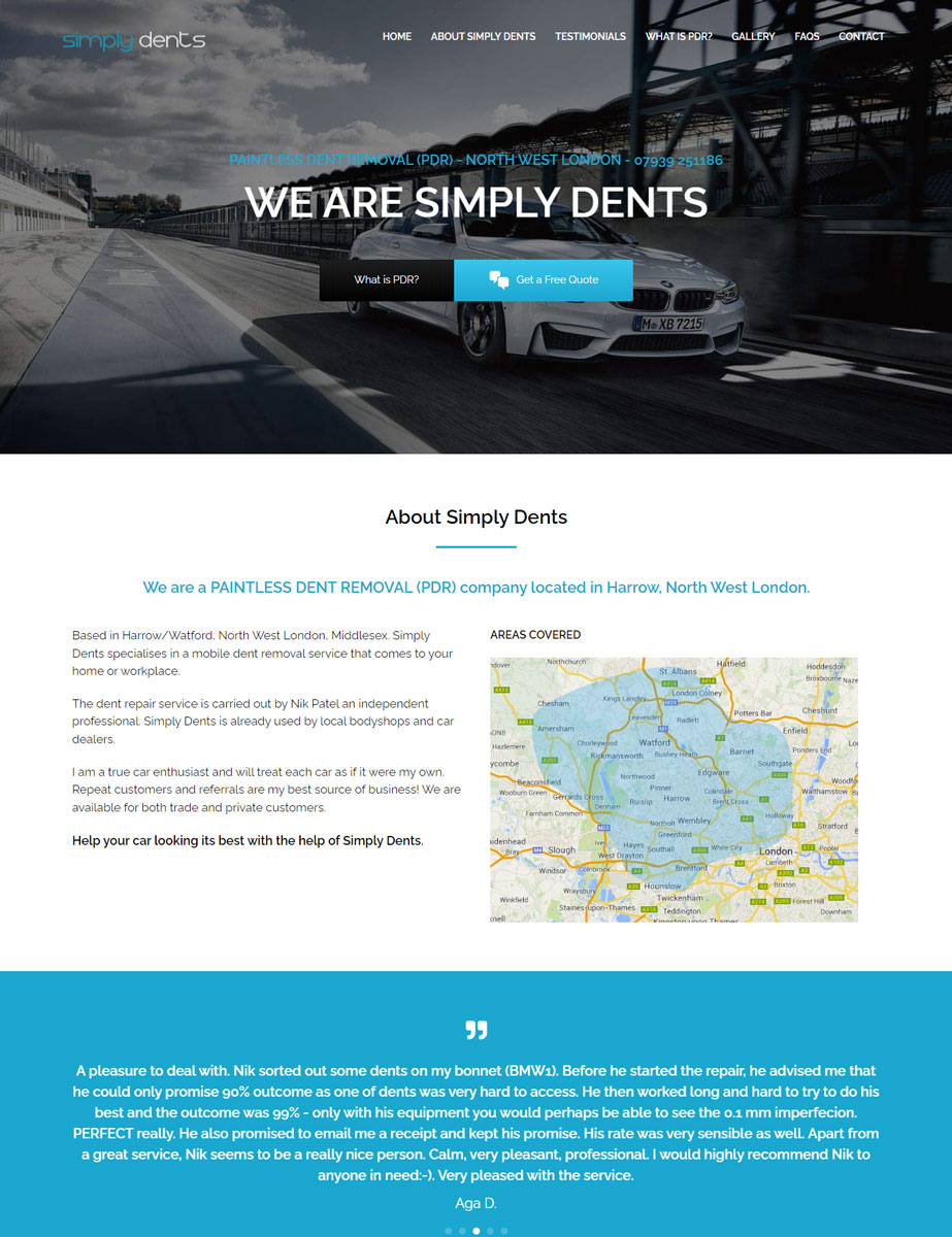 Paintless Dent Repair Website Design