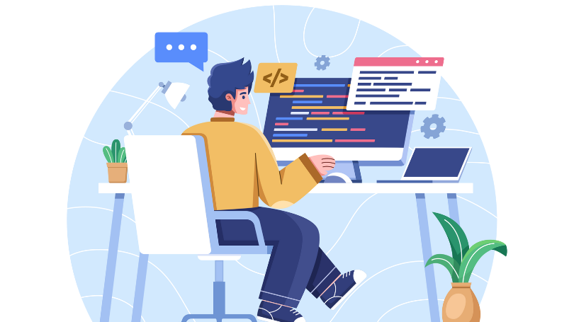 a man working on a website with dark mode web design a man working on a website with dark mode web design