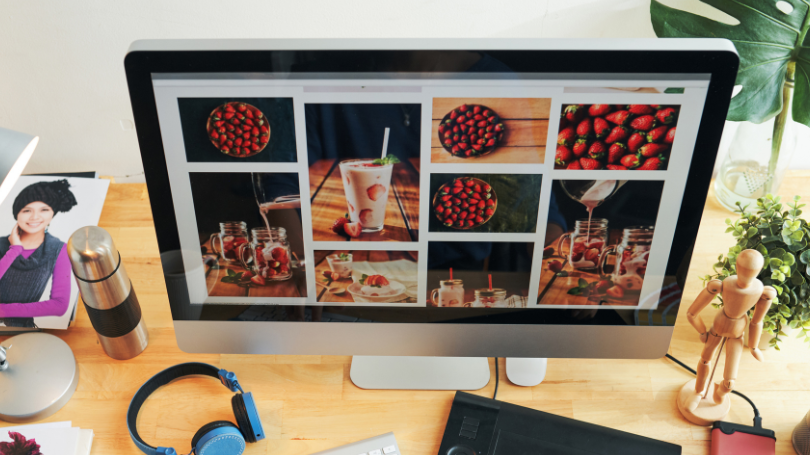 a website with many images of strawberry appearing on a computer screen a website with many images of strawberry appearing on a computer screen