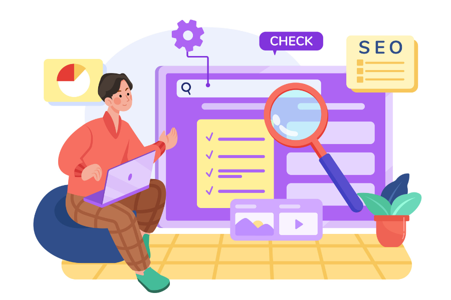 an seo specialist checking a website's ranking on search results