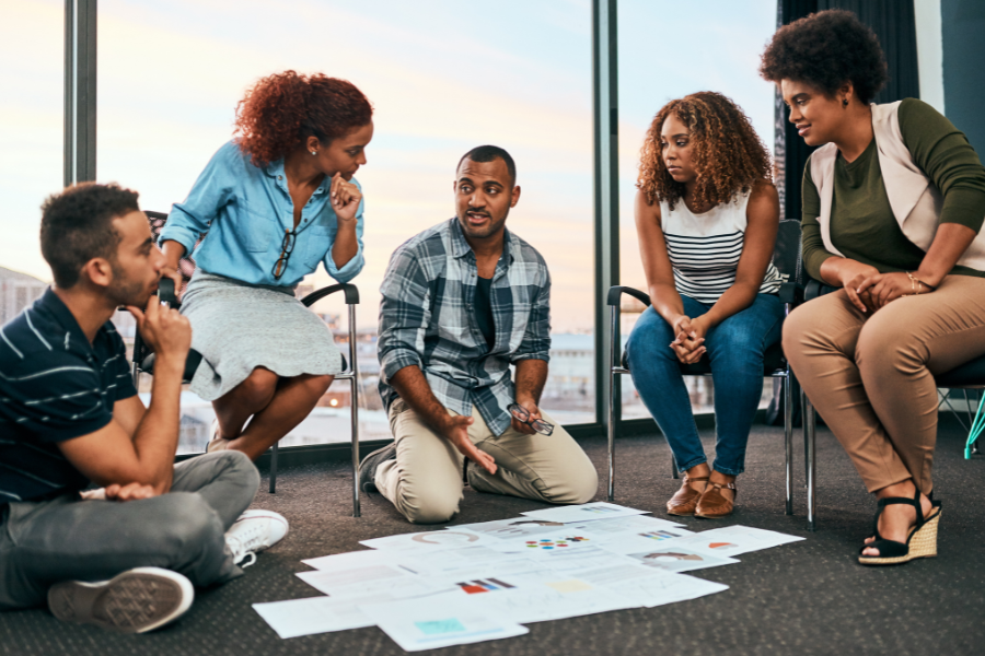 a team discussing a content creation plan strategy a team discussing a content creation plan strategy