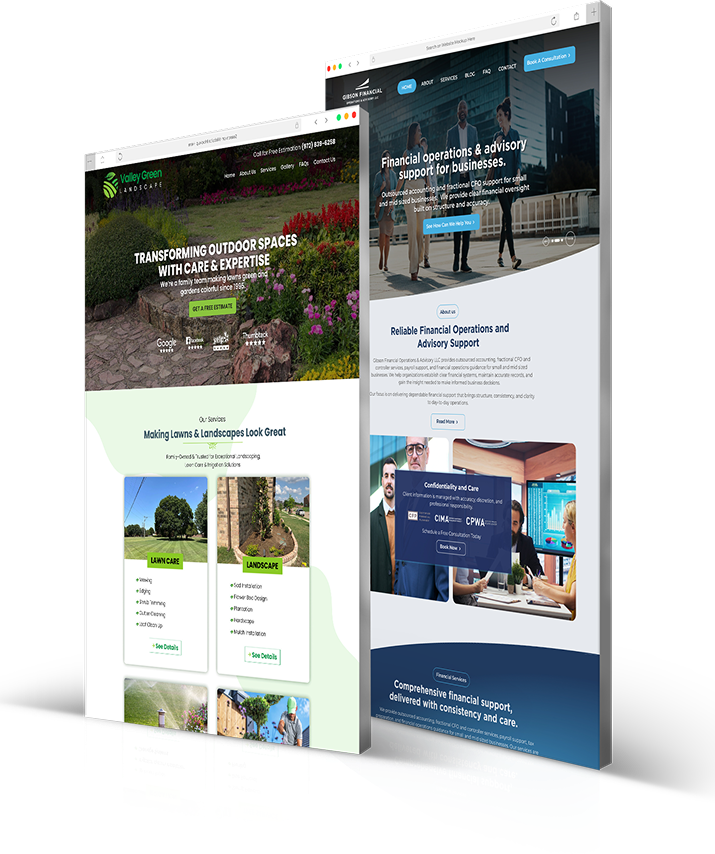 Example of a professional Dallas business website included in the package